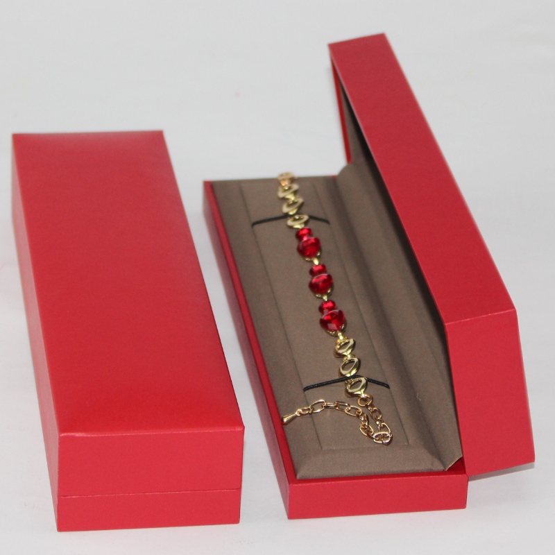 EsES Envase de joyería fino personalizado collar de joyería Roja de alta calidad caja de pulseras, espuma de esponja, tamaño 243 * 65 * 40 mm